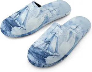 Ships in The Glacier Comfort Mens Flannel Slippers Winter Warm Slip-on House Shoes For Home Office Hotel