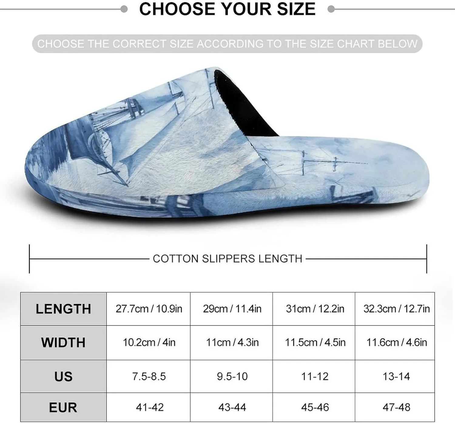 Ships in The Glacier Comfort Mens Flannel Slippers Winter Warm Slip-on House Shoes For Home Office Hotel