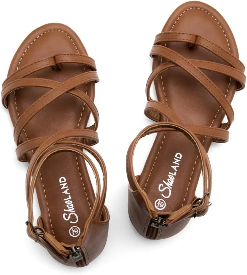 Shoe Land Flat Gladiator Sandals for Women 2025 – Fisherman Thong with Adjustable Ankle Strap & Back Zipper | Comfortable for Beach, Walking & Daily Wear