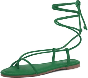 Shoe Land Women’s Flat Sandals – Comfortable Lace-Up Gladiator Sandals with Adjustable Ankle Wrap | Strappy Crisscross Open Toe Tie-Up Shoes for Summer, Beach & Travel