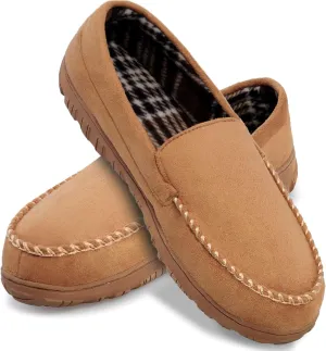 shoeslocker Mens Slippers Microsuede Moccasin Memory Foam House Shoes