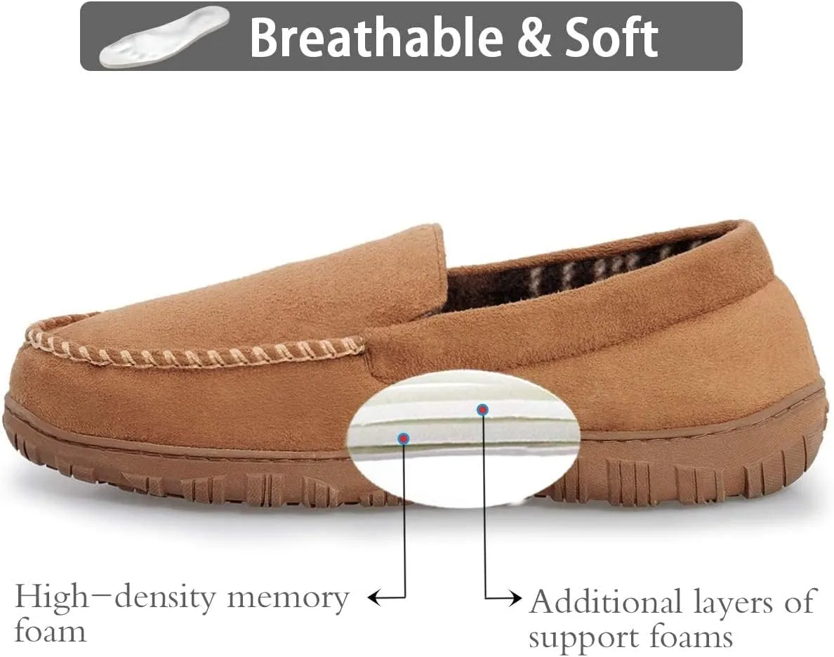 shoeslocker Mens Slippers Microsuede Moccasin Memory Foam House Shoes