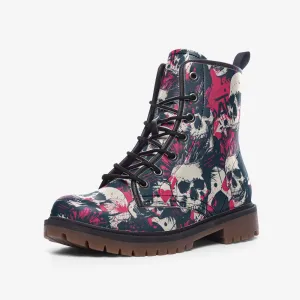 Skull Design Vegan Combat Boots – Stand Out with Edgy Style