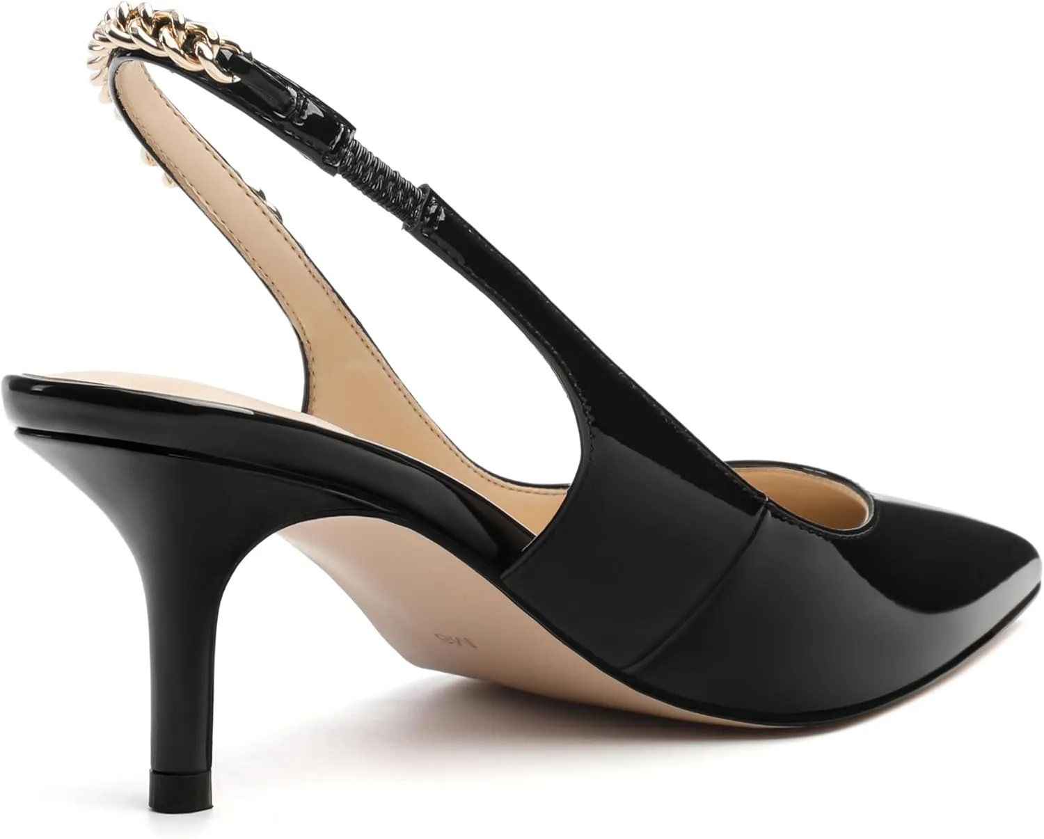 Slingback Heels for Women, Closed Toe Kitten Heels with Adjustable Ankle Strap, Slip On Pumps for Womens Dress Shoes