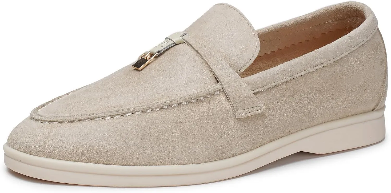 Slip-On Penny Loafers for Women, Suede Upper with Genuine Leather Lining Comfort Casual Dressy Walking Shoes