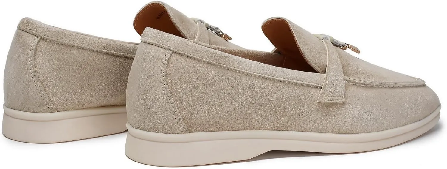 Slip-On Penny Loafers for Women, Suede Upper with Genuine Leather Lining Comfort Casual Dressy Walking Shoes