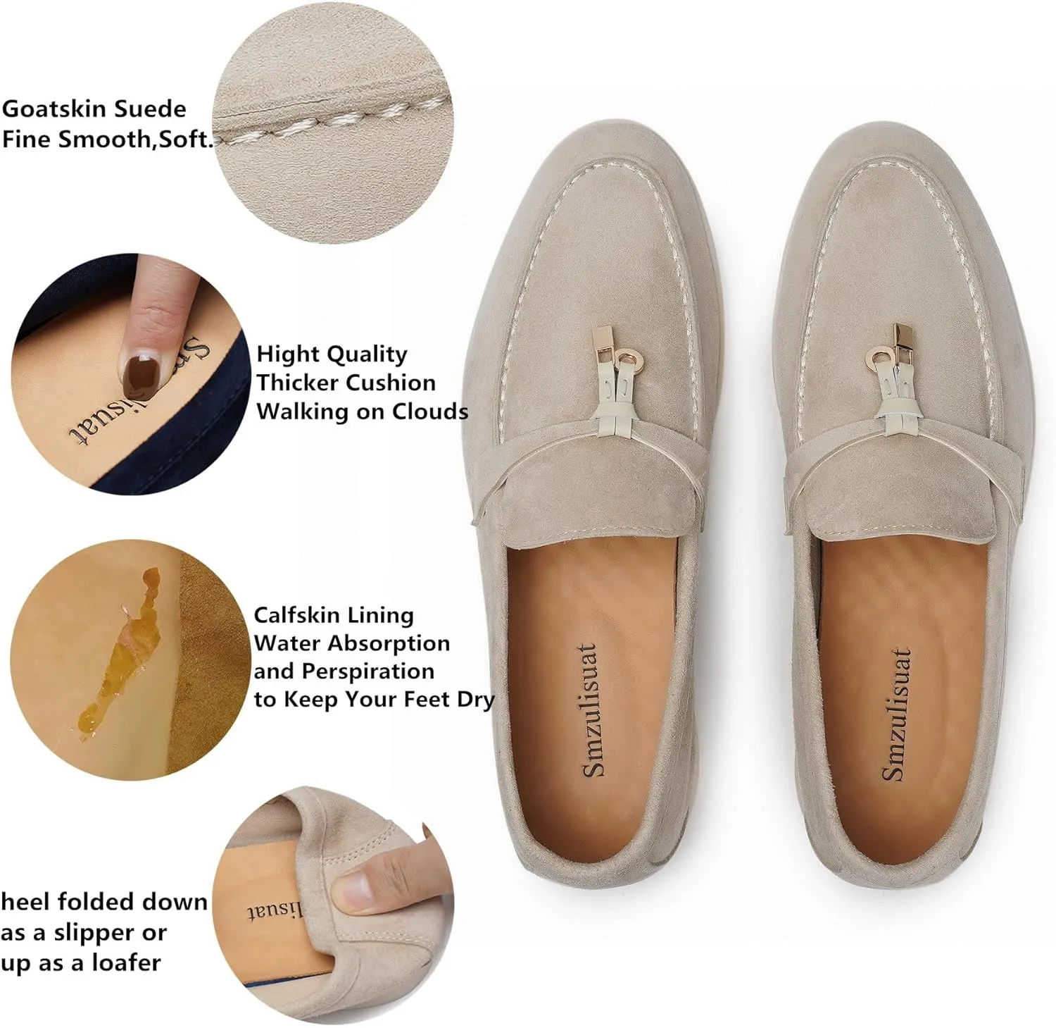 Slip-On Penny Loafers for Women, Suede Upper with Genuine Leather Lining Comfort Casual Dressy Walking Shoes