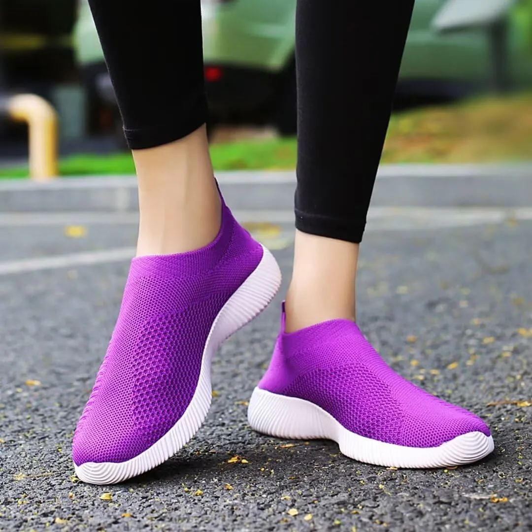 Slip-On Sneakers Breathable Knit Upper Lightweight Rubber Sole for Women
