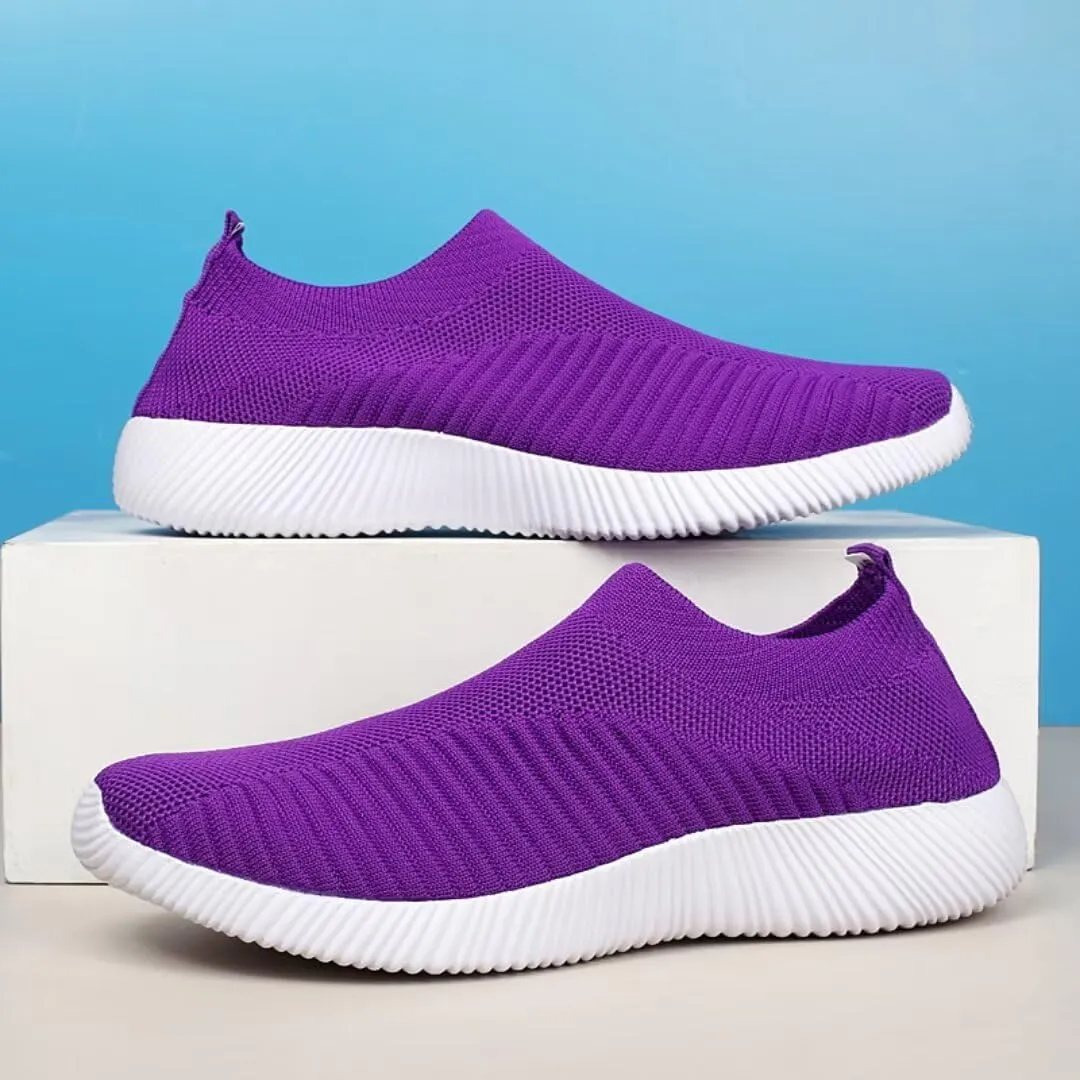Slip-On Sneakers Breathable Knit Upper Lightweight Rubber Sole for Women