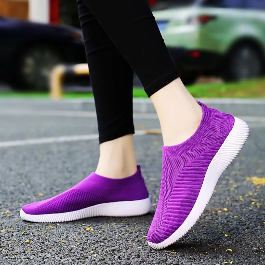 Slip-On Sneakers Breathable Knit Upper Lightweight Rubber Sole for Women
