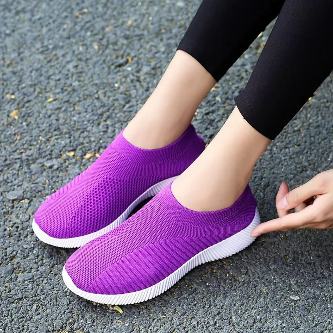 Slip-On Sneakers Breathable Knit Upper Lightweight Rubber Sole for Women