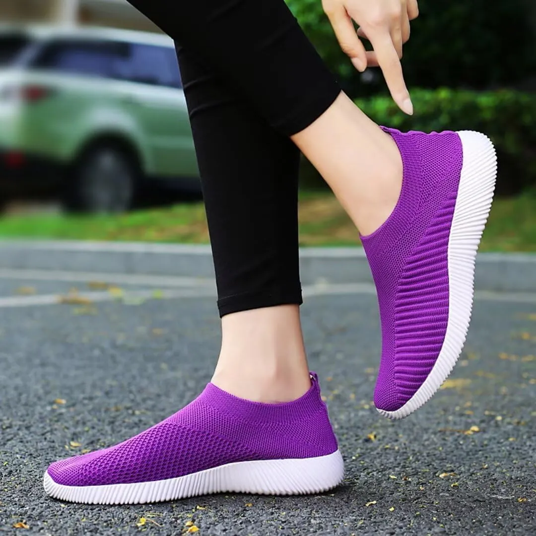 Slip-On Sneakers Breathable Knit Upper Lightweight Rubber Sole for Women