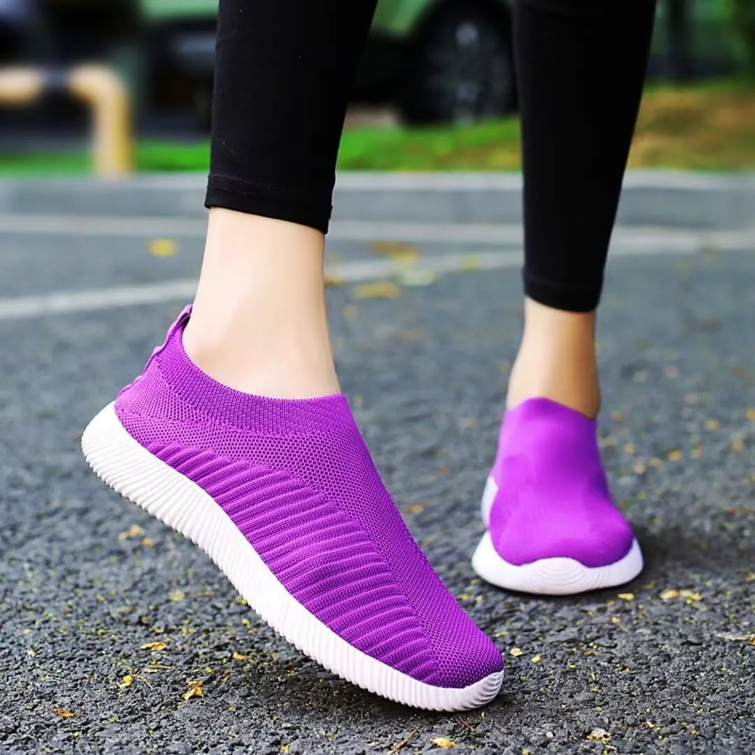 Slip-On Sneakers Breathable Knit Upper Lightweight Rubber Sole for Women
