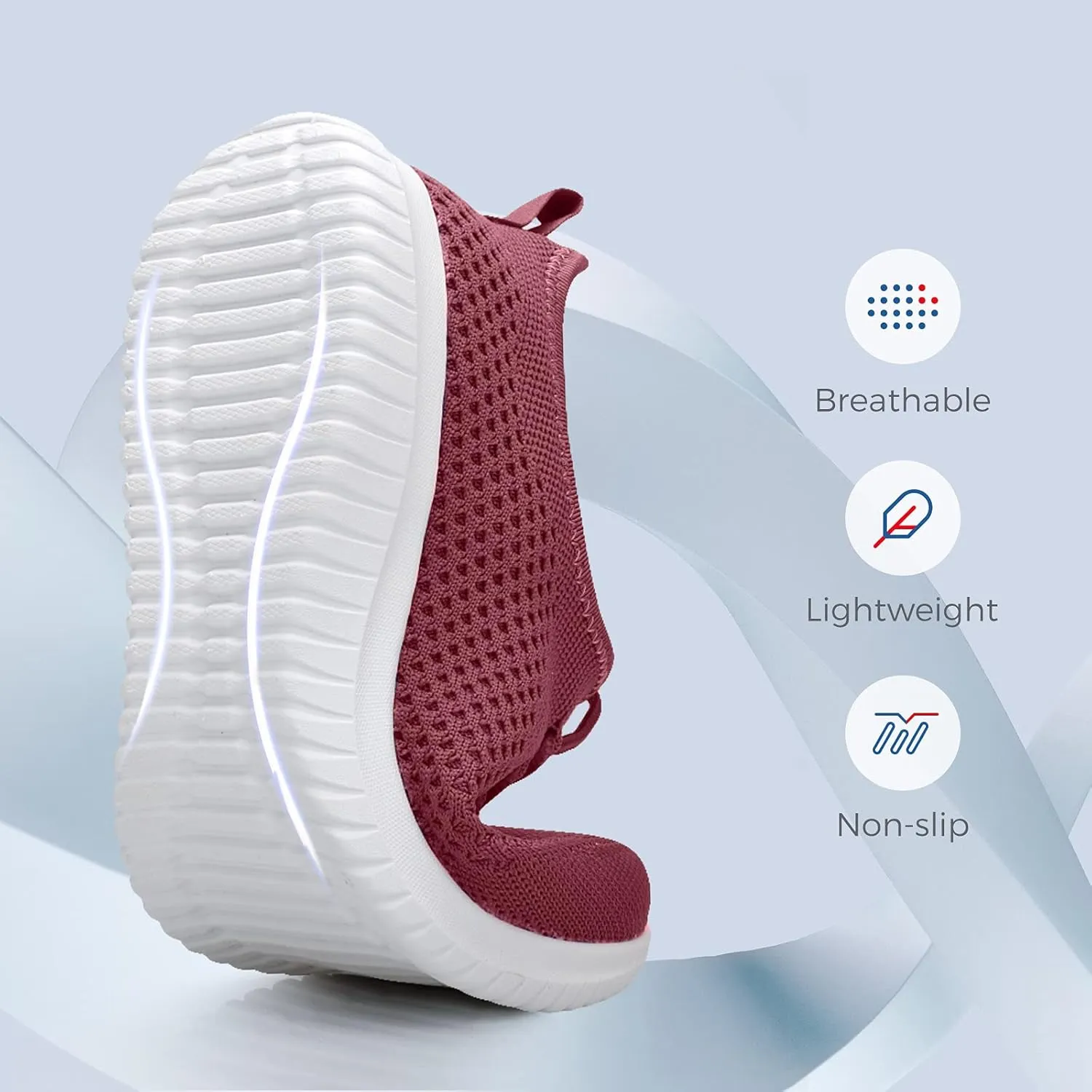 Slip On Sneakers for Women-Fashion Sneakers Walking Shoes Non Slip Lightweight Breathable Mesh Running Shoes Comfortable