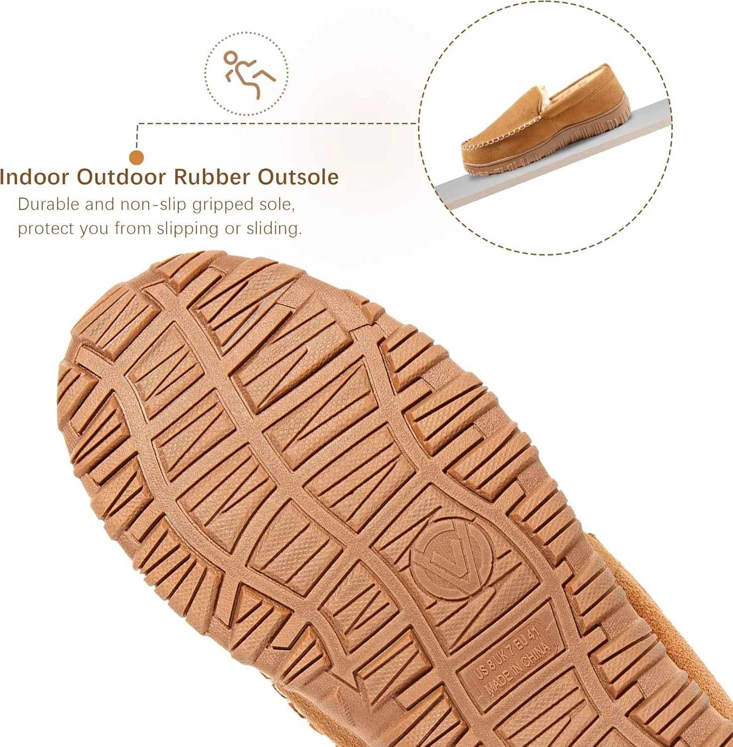 Slippers for Men Mens Moccasin Slippers Fuzzy Memory Foam House Shoes Indoor Outdoor Rubber Sole