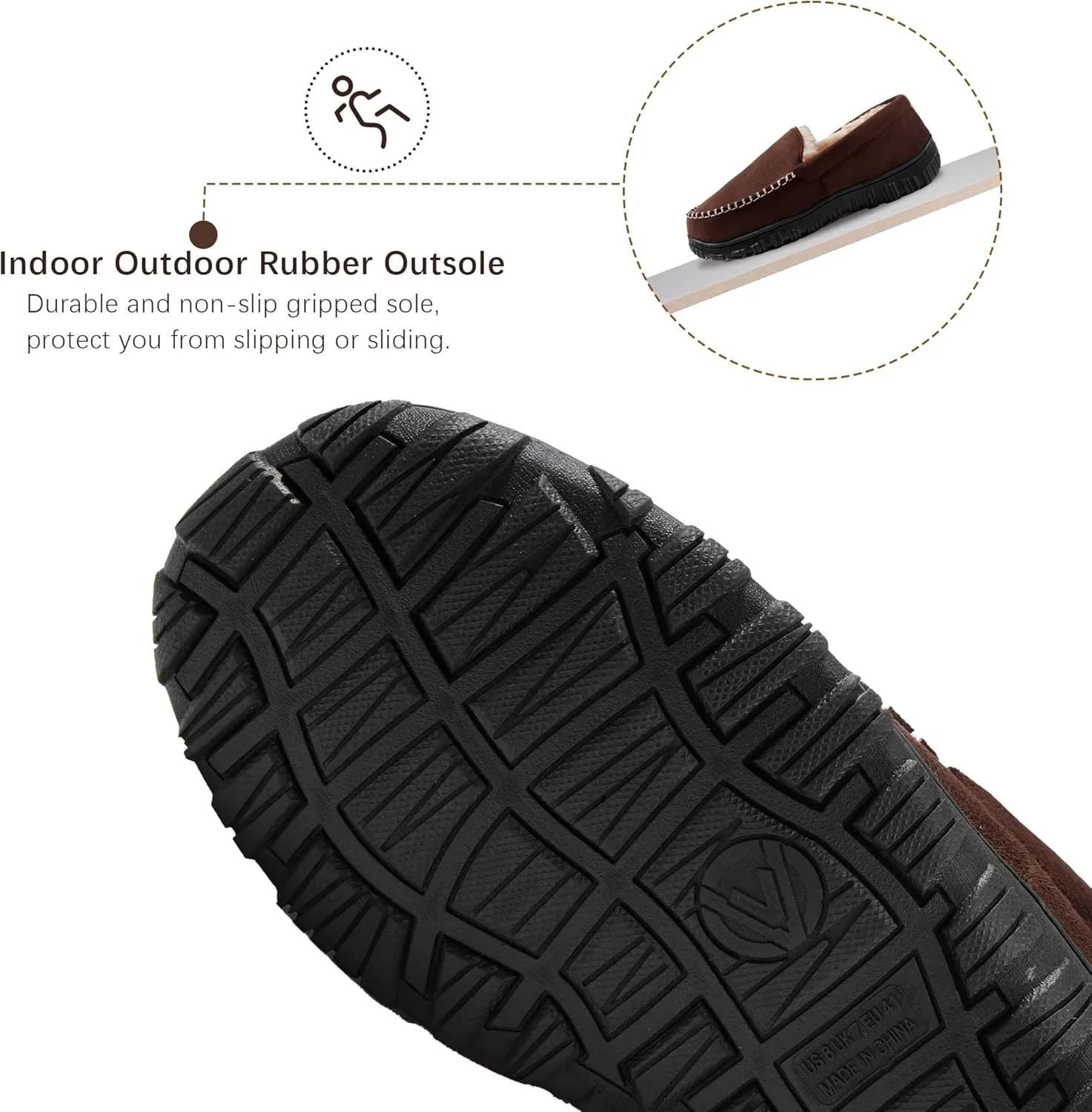 Slippers for Men Mens Moccasin Slippers Fuzzy Memory Foam House Shoes Indoor Outdoor Rubber Sole