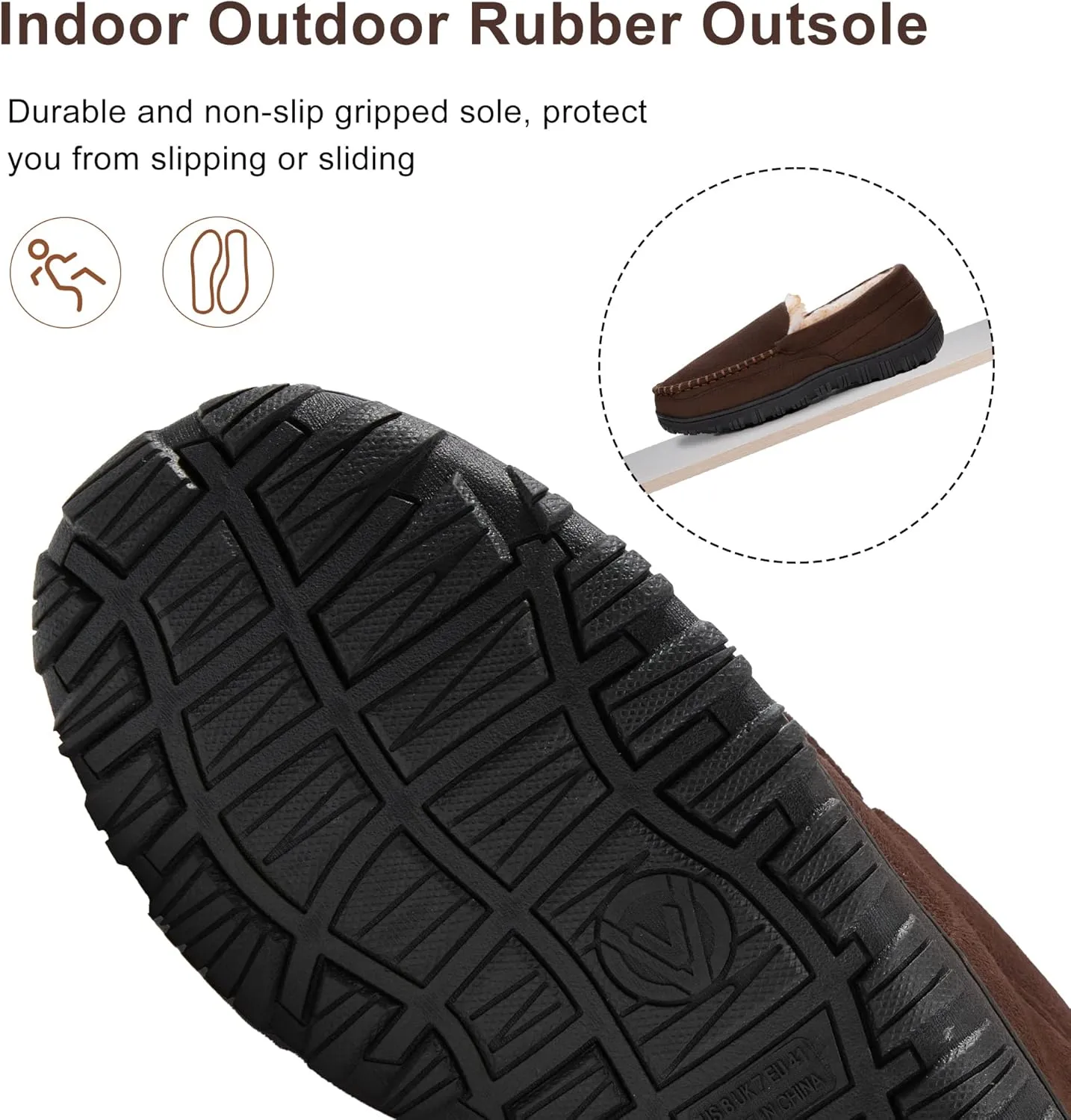 Slippers for Men Mens Moccasin Slippers Fuzzy Memory Foam House Shoes Indoor Outdoor Rubber Sole