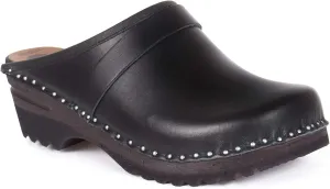 Smithy Bastad Slip On Closed Toe Non Slip Womens Leather Swedish Wooden Nursing Chef Work Clogs