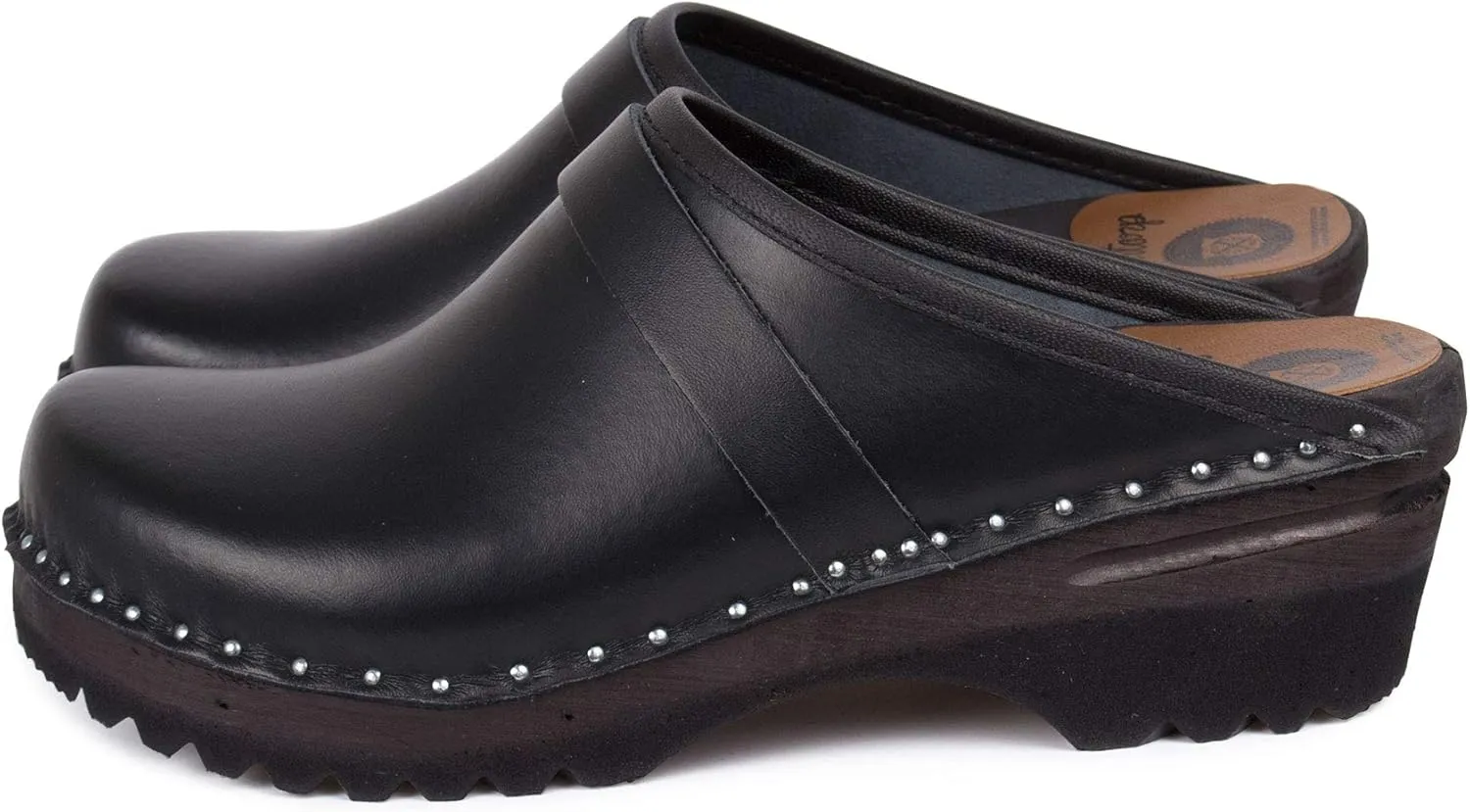 Smithy Bastad Slip On Closed Toe Non Slip Womens Leather Swedish Wooden Nursing Chef Work Clogs