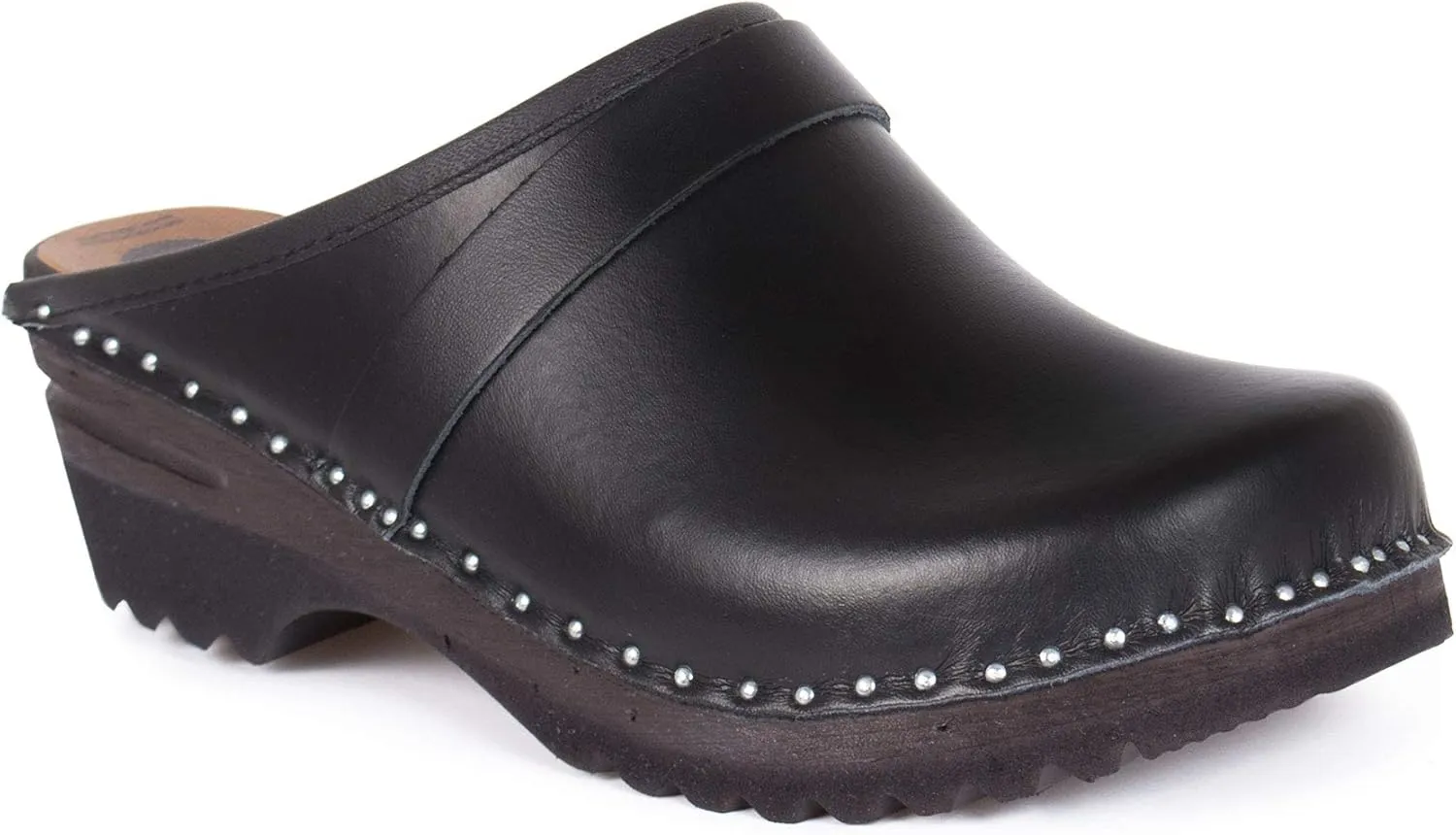 Smithy Bastad Slip On Closed Toe Non Slip Womens Leather Swedish Wooden Nursing Chef Work Clogs