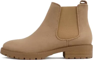 Soda “HOPPER” ~ Women Round Toe Double Elastic Gore Lug Sole Low Heel Chelsea Ankle Boot Bootie