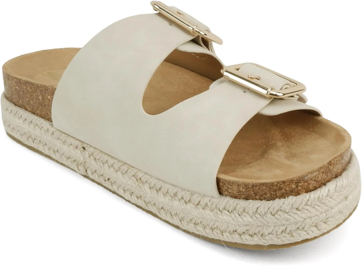 Soda “Marfa” ~ Women Open Toe Espadrille Flatform Sandals with Double Buckle Strap