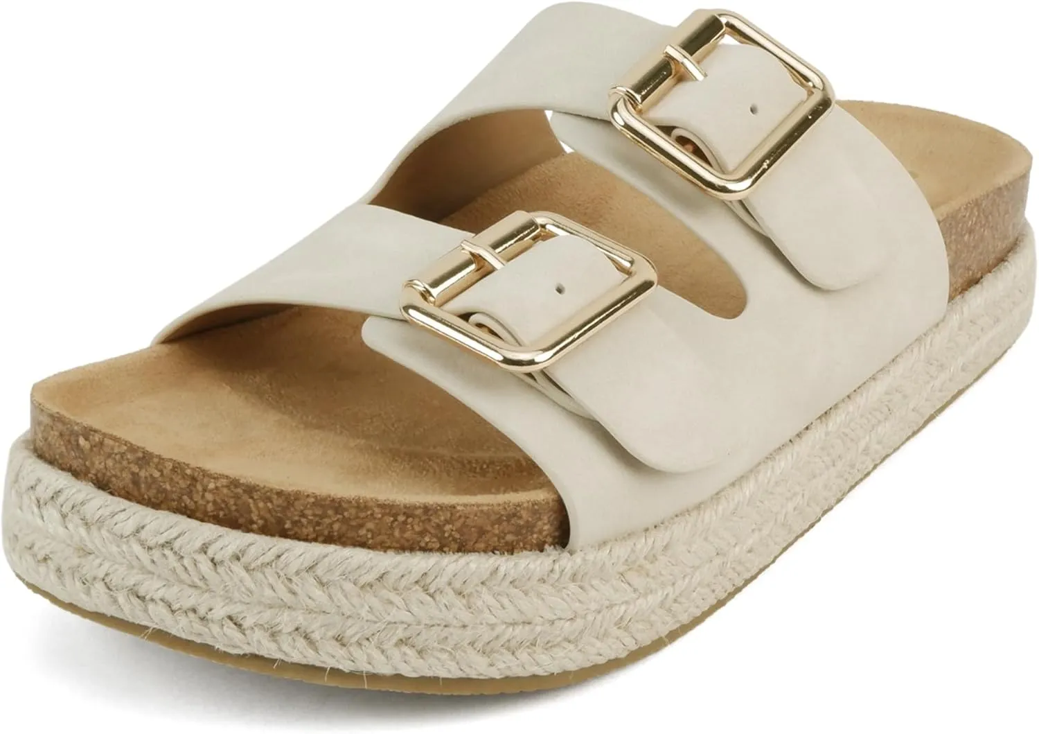 Soda “Marfa” ~ Women Open Toe Espadrille Flatform Sandals with Double Buckle Strap