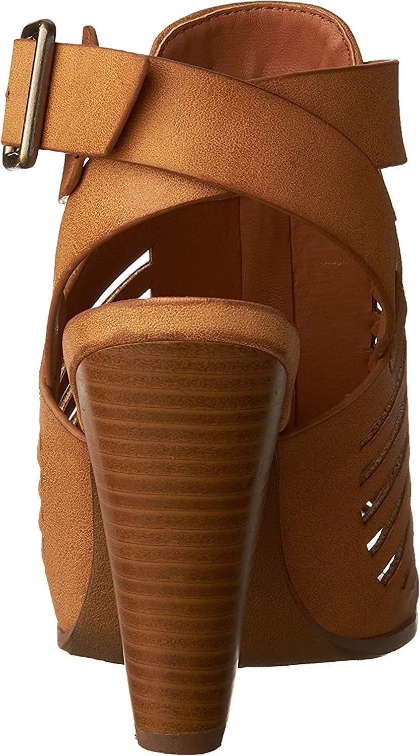 Soda Yummy ~ Gladiator Cutout Stacked Heel Sandal Shoes with Adjustable Ankle Buckle