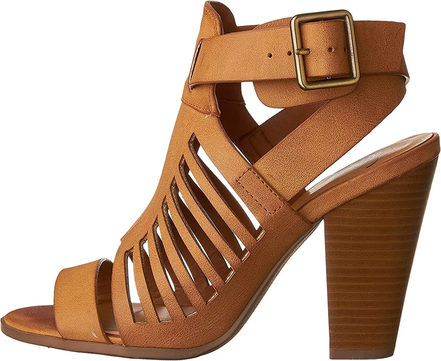 Soda Yummy ~ Gladiator Cutout Stacked Heel Sandal Shoes with Adjustable Ankle Buckle