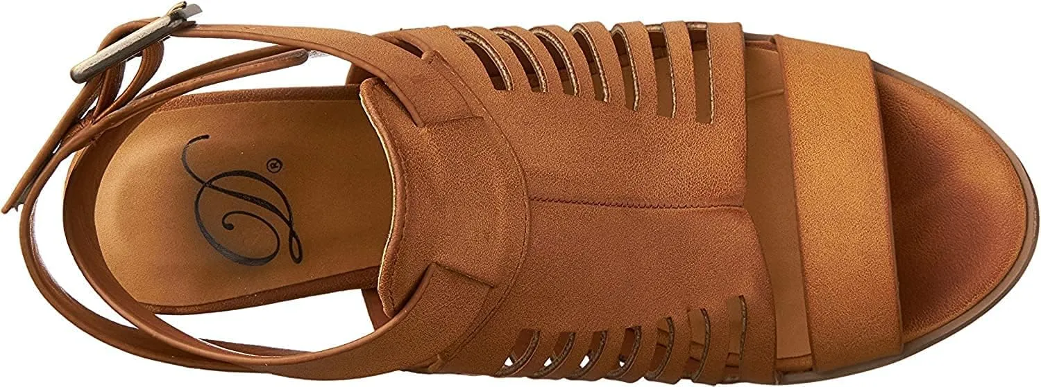 Soda Yummy ~ Gladiator Cutout Stacked Heel Sandal Shoes with Adjustable Ankle Buckle