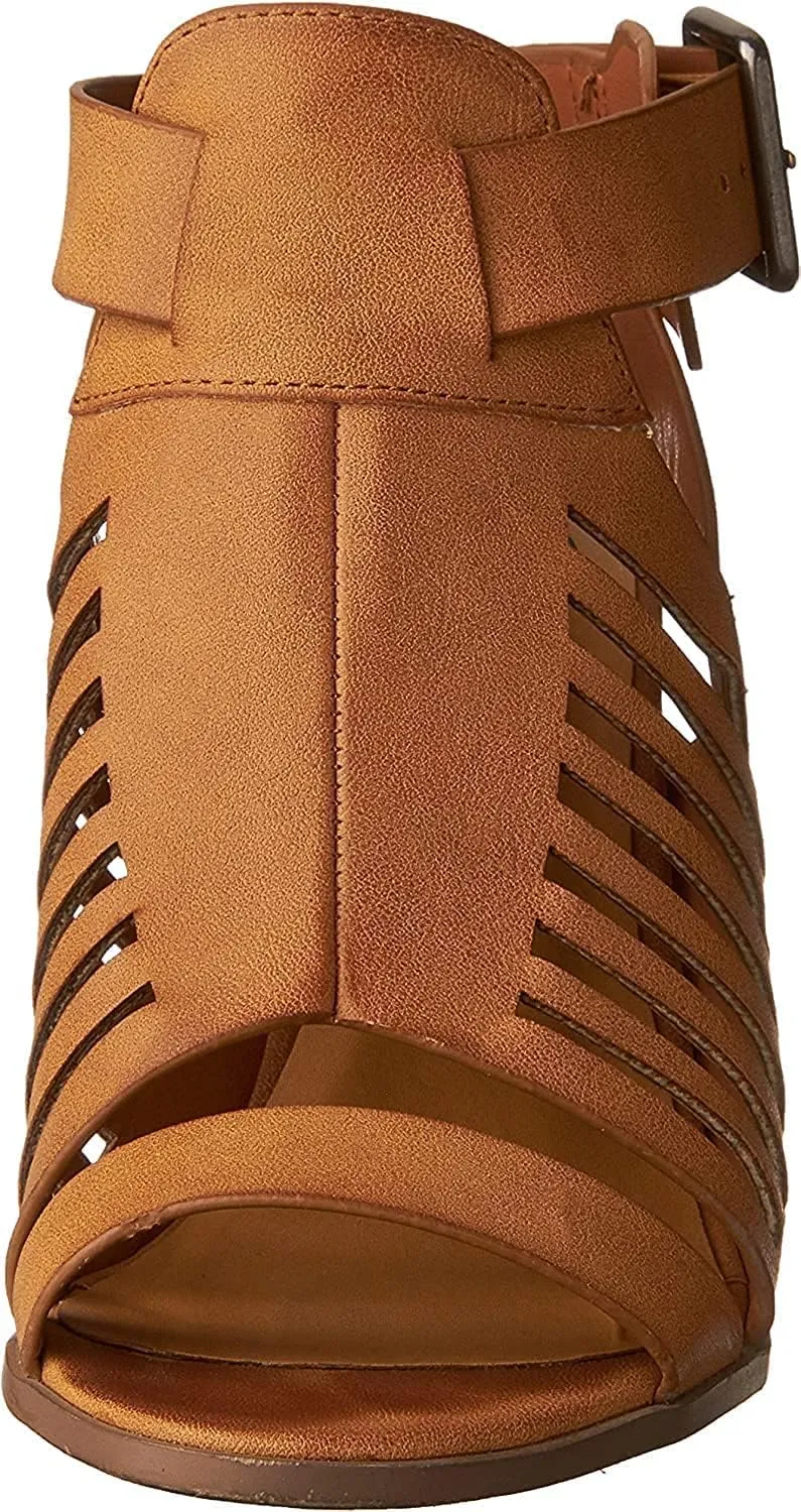 Soda Yummy ~ Gladiator Cutout Stacked Heel Sandal Shoes with Adjustable Ankle Buckle