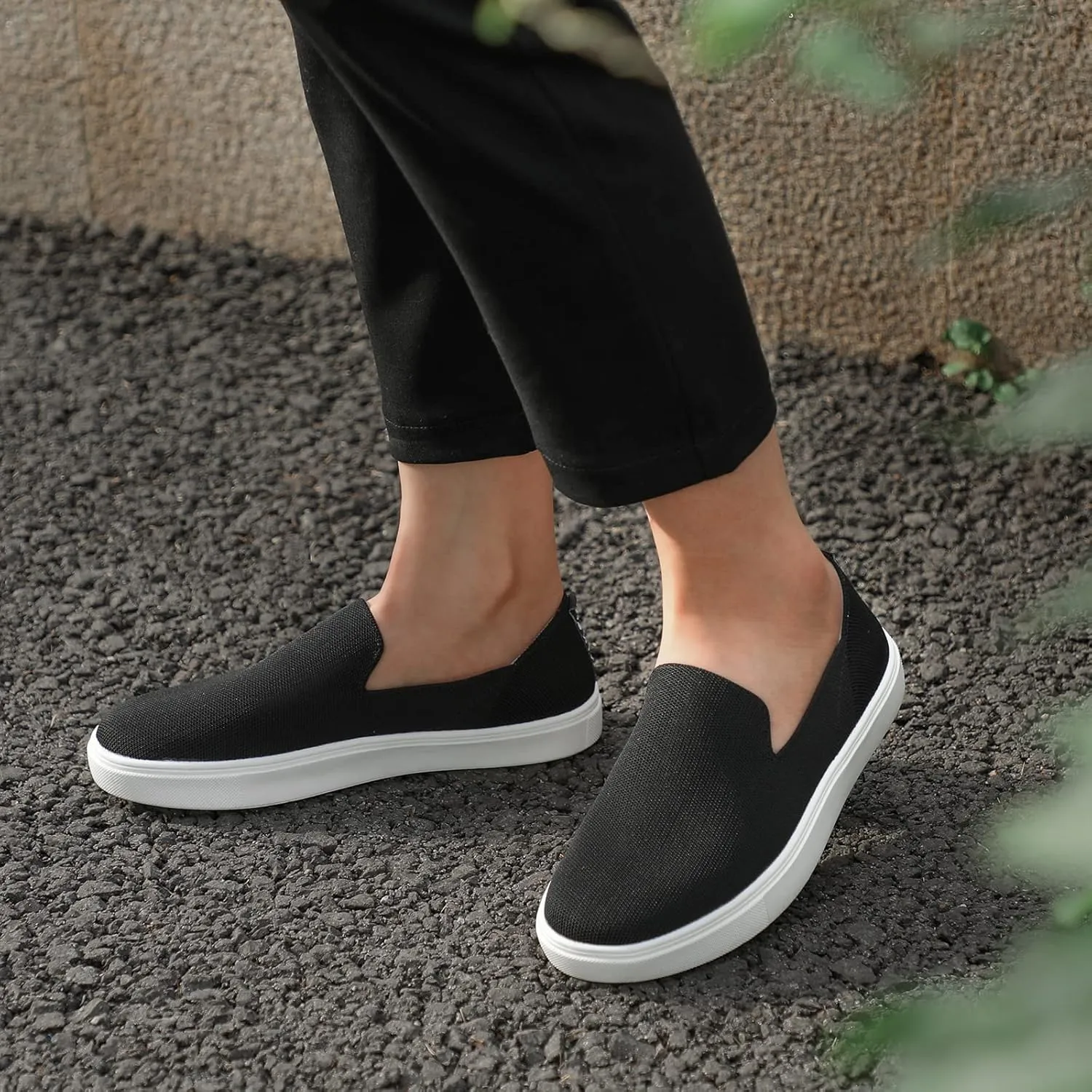 STQ Slip on Shoes for Women Breathable Fashion Sneakers Comfortable Knit Casual Shoes