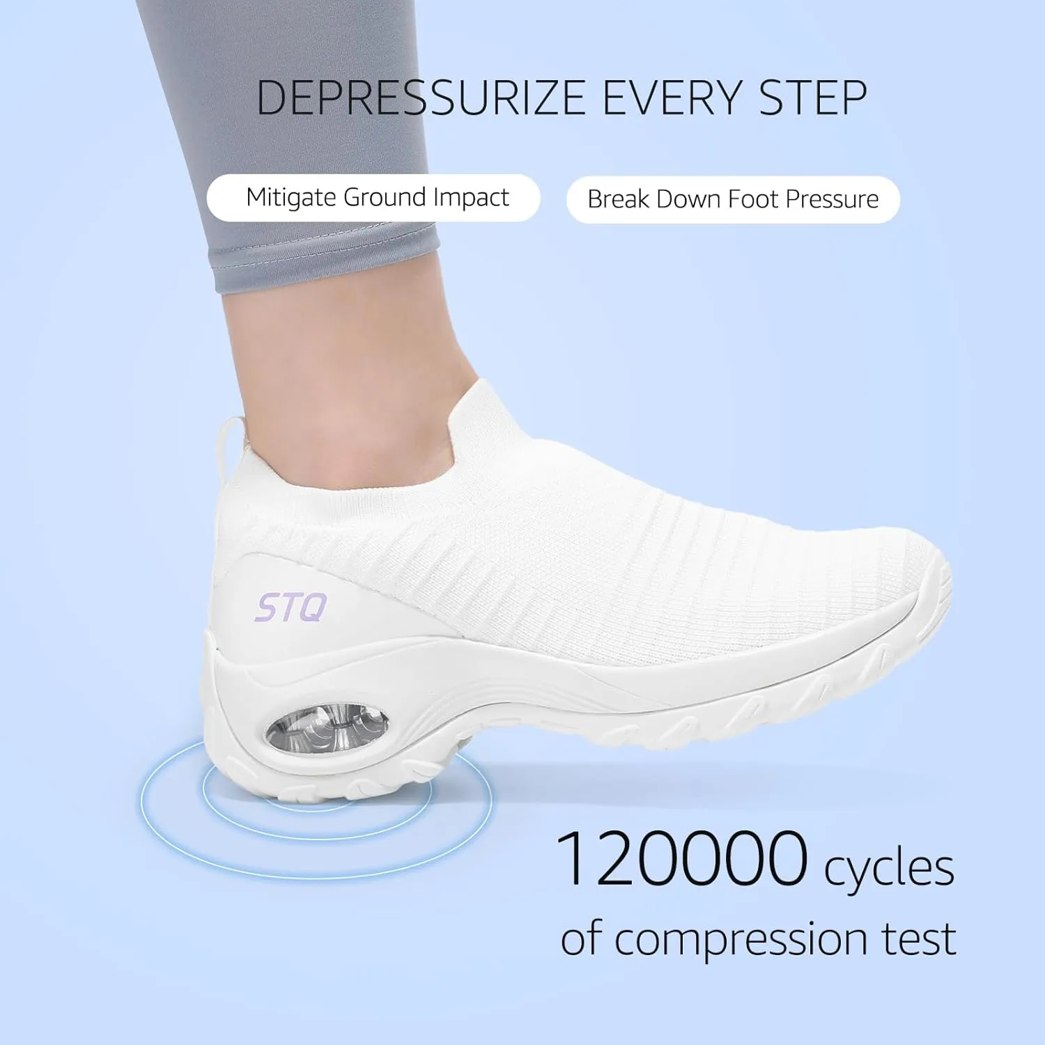 STQ Walking Shoes for Women Non Slip Work Shoes Comfort Slip on Sneakers