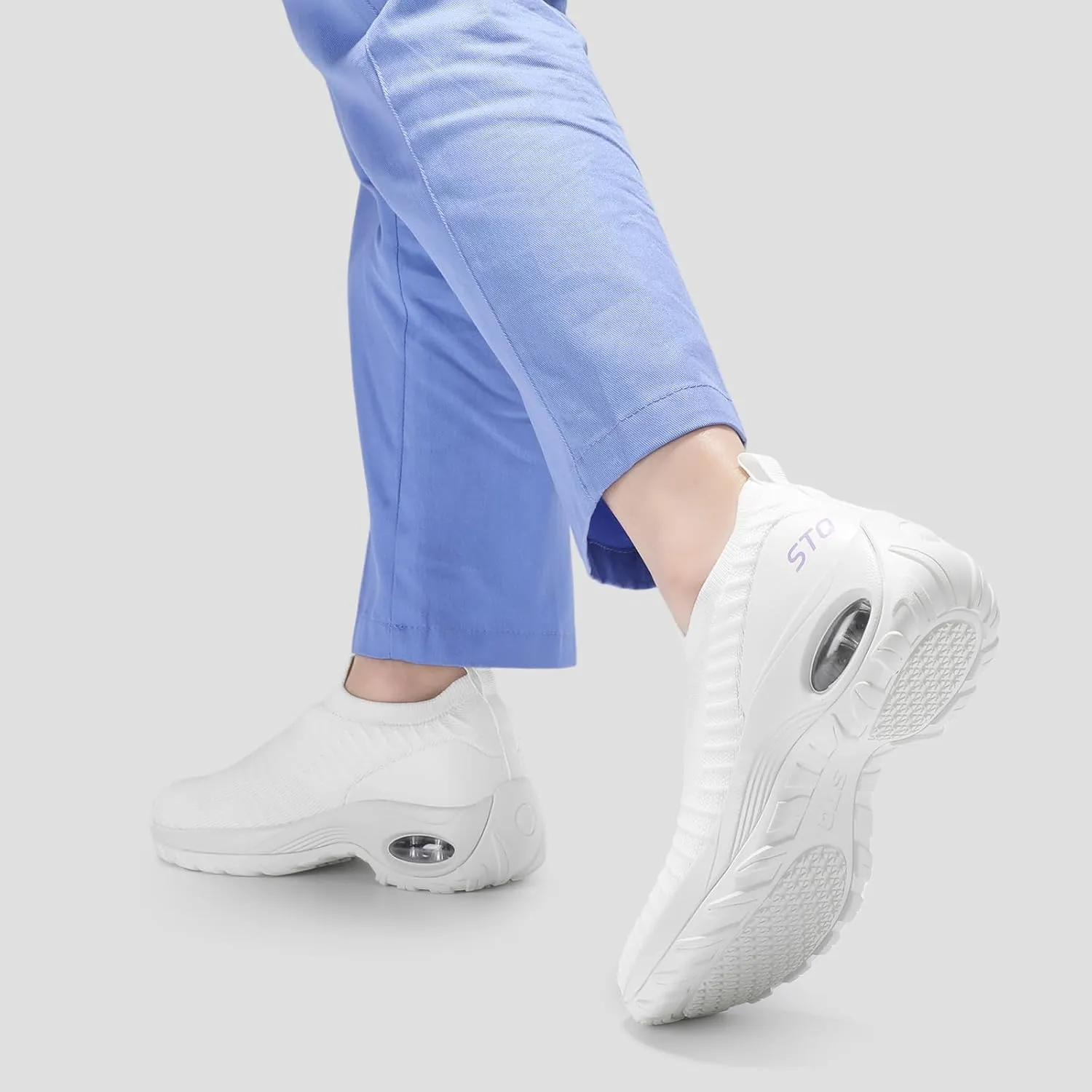 STQ Walking Shoes for Women Non Slip Work Shoes Comfort Slip on Sneakers