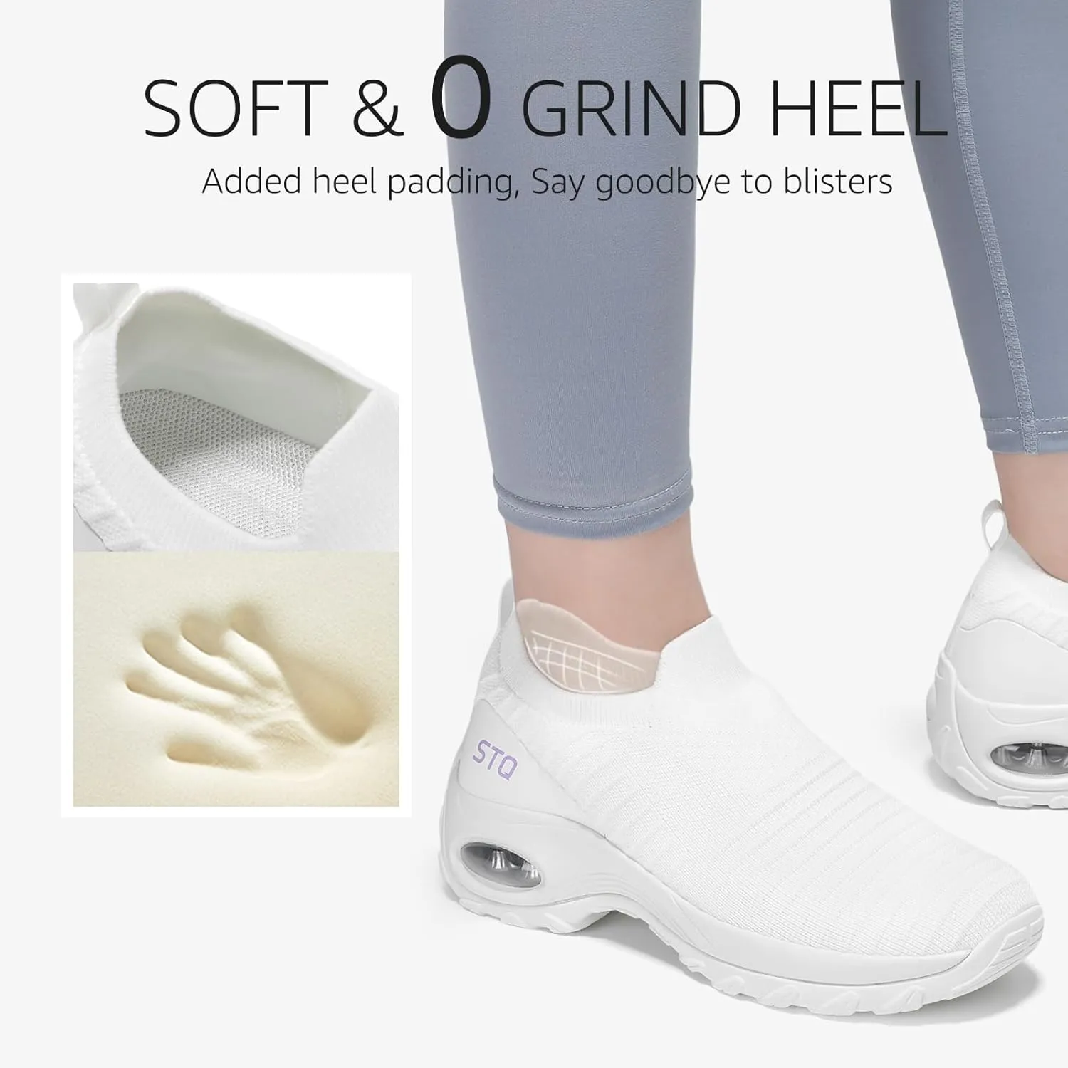STQ Walking Shoes for Women Non Slip Work Shoes Comfort Slip on Sneakers
