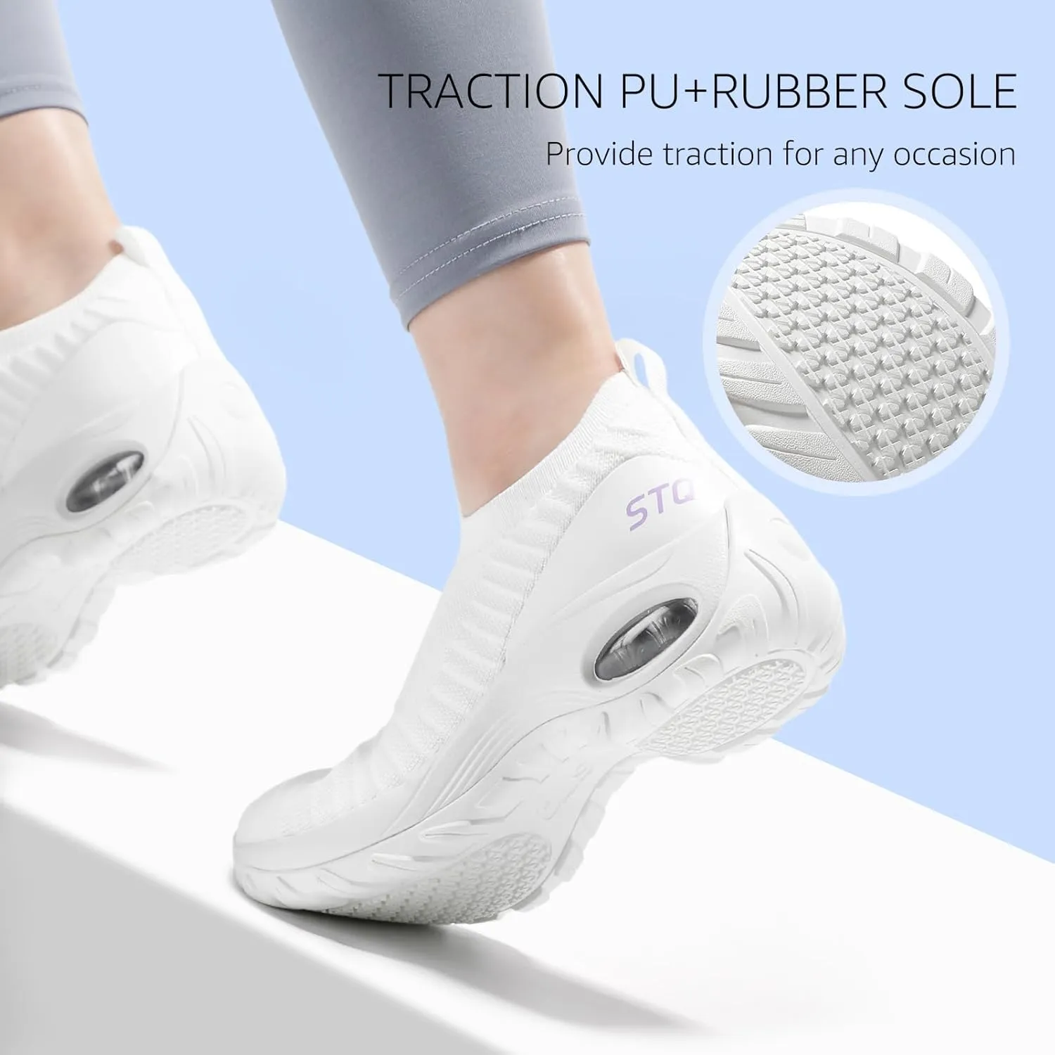 STQ Walking Shoes for Women Non Slip Work Shoes Comfort Slip on Sneakers