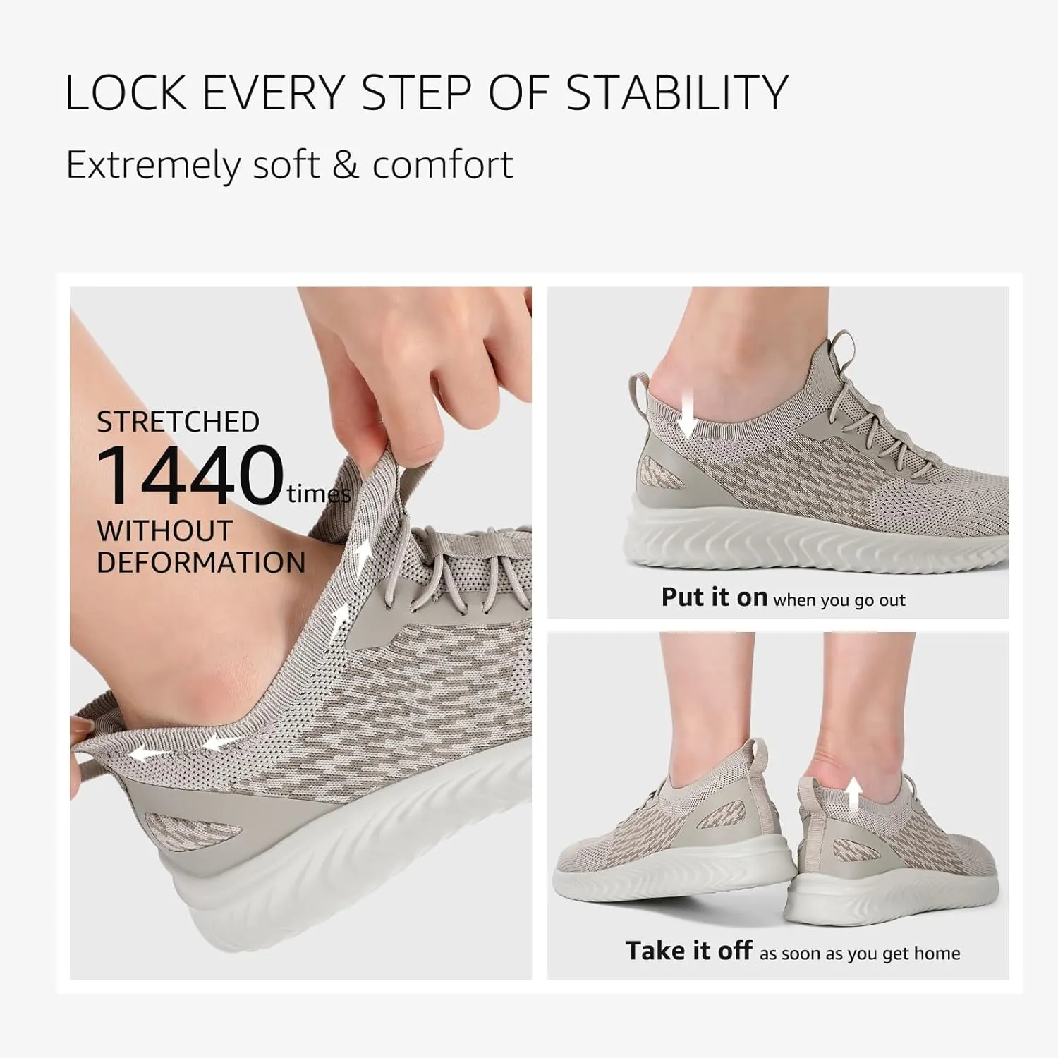 STQ Walking Shoes Women Arch Support Slip on Sneakers with Memory Foam Comfort Lightweight