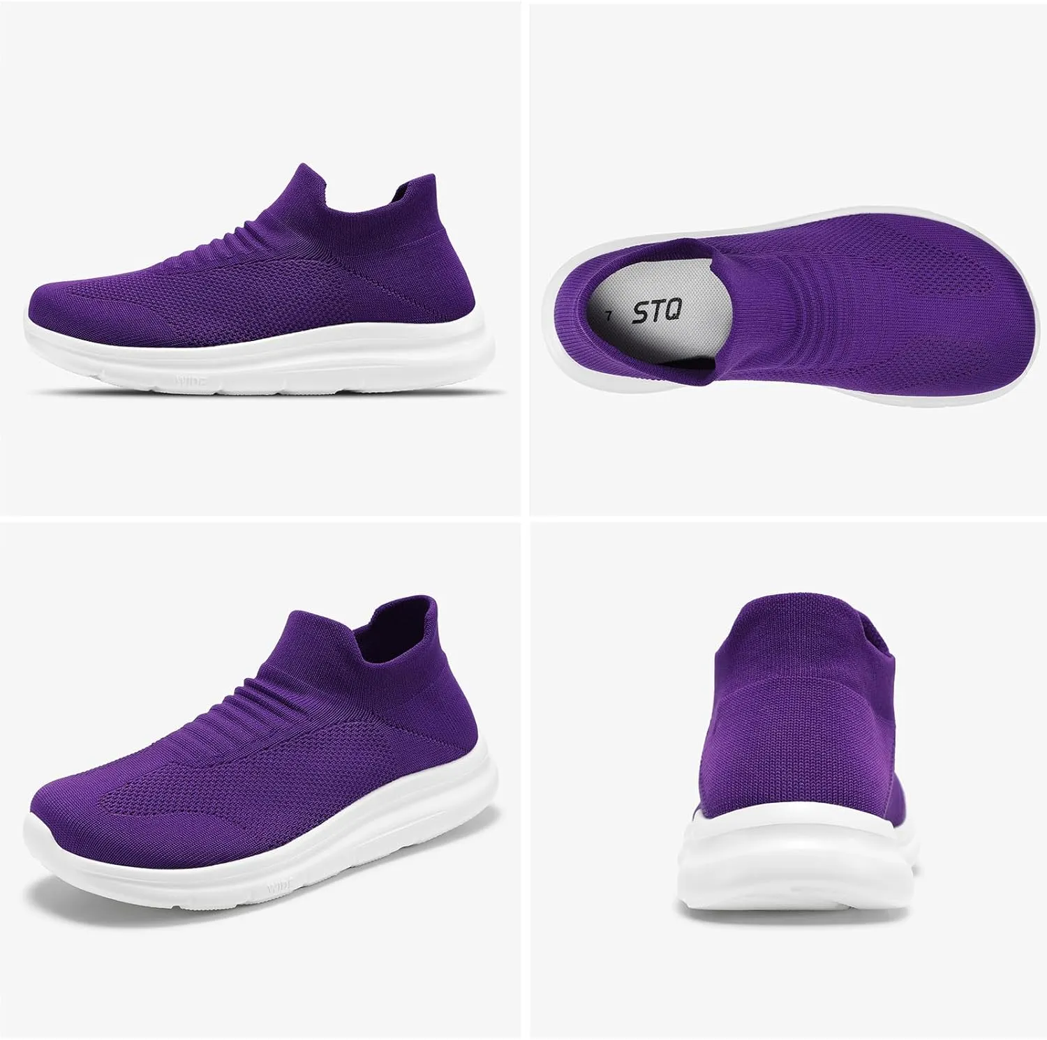 STQ Wide Toe Box Walking Shoes Women : Sock Orthopedic Slip On Shoe, Non-Slip Comfort Mesh Diabetic Sneakers for Plantar Fasciitis Relief, Bunions