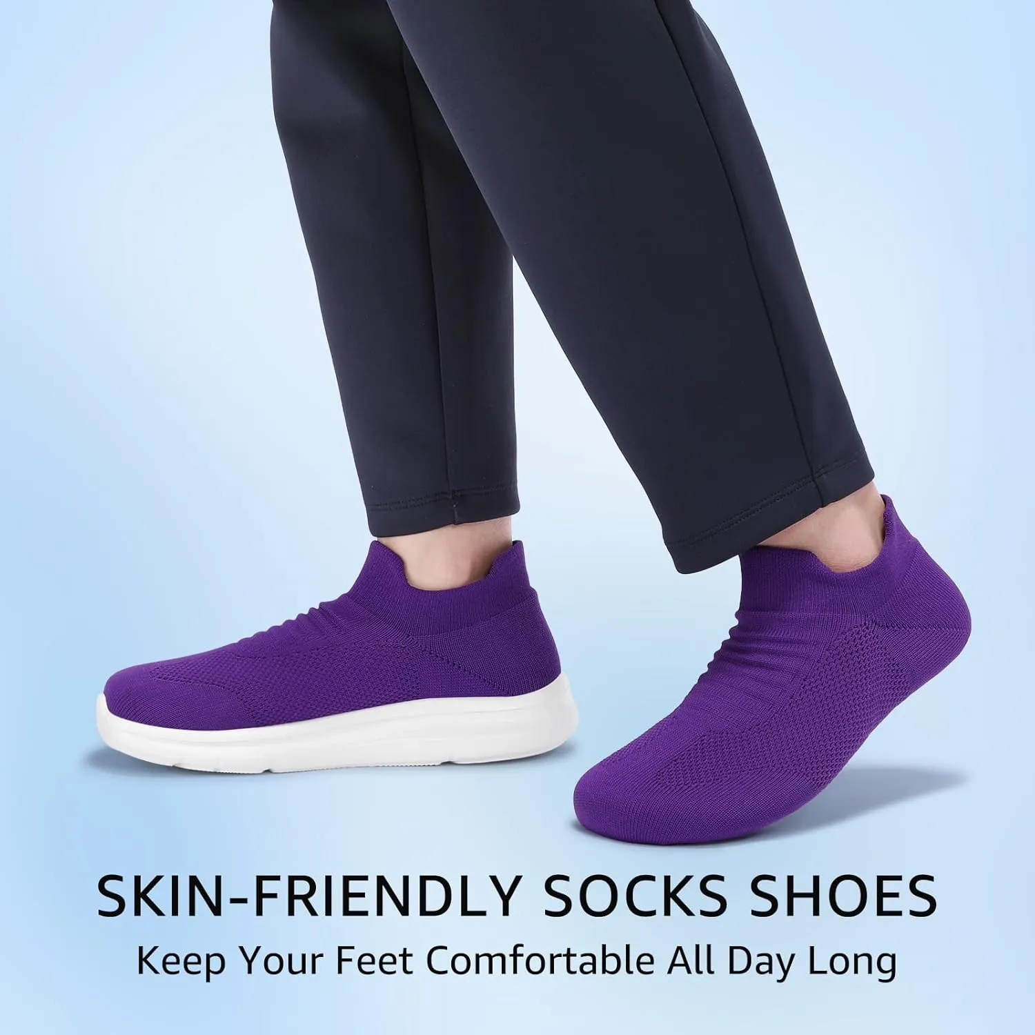 STQ Wide Toe Box Walking Shoes Women : Sock Orthopedic Slip On Shoe, Non-Slip Comfort Mesh Diabetic Sneakers for Plantar Fasciitis Relief, Bunions