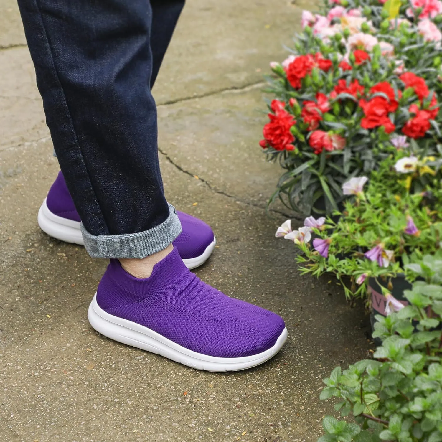 STQ Wide Toe Box Walking Shoes Women : Sock Orthopedic Slip On Shoe, Non-Slip Comfort Mesh Diabetic Sneakers for Plantar Fasciitis Relief, Bunions