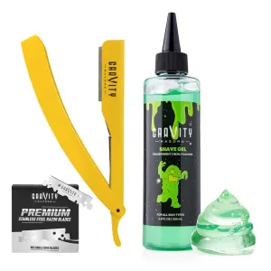 Straight Razor Bundle - 2mm Exposed Straight Razor Kit ("The OG") with 110 Gravity Premium Blades and Barber-Grade Shaving Gel, 6.8 oz
