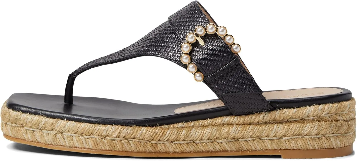 Stuart Weitzman Pearl Buckle Espadrille Sandal