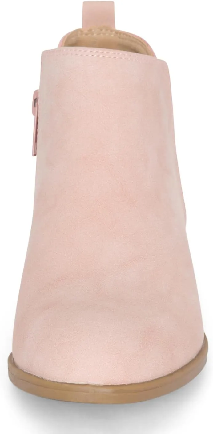 STYLISH S CISNE-K ~ Little Girls Low Stacked Heel Round Toe Chelsea Booties with Side Zipper