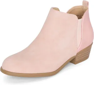 STYLISH S CISNE-K ~ Little Girls Low Stacked Heel Round Toe Chelsea Booties with Side Zipper