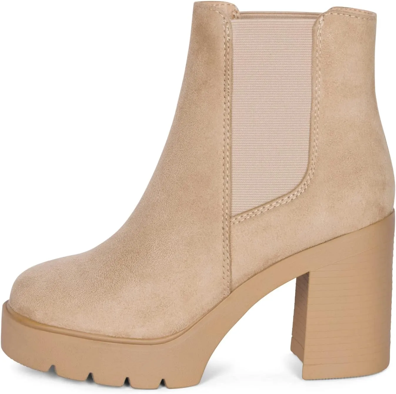 STYLISH S DIVINE - Womens Chuncky High Heel Round Toe Platform Chelsea Ankle Boots