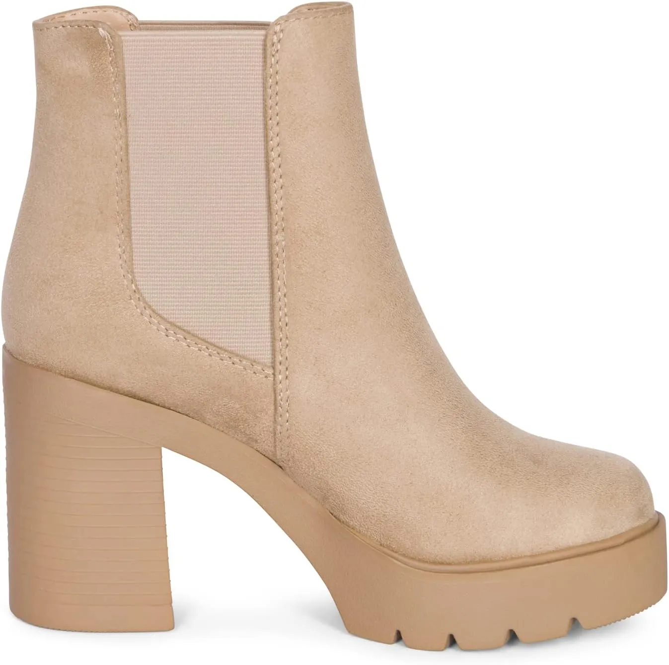 STYLISH S DIVINE - Womens Chuncky High Heel Round Toe Platform Chelsea Ankle Boots