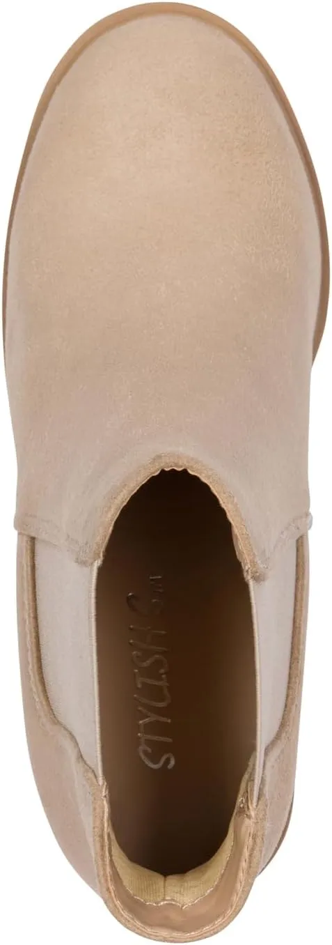 STYLISH S DIVINE - Womens Chuncky High Heel Round Toe Platform Chelsea Ankle Boots