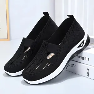 Stylish Women's Black Slip-On Sneakers - Lightweight & Breathable