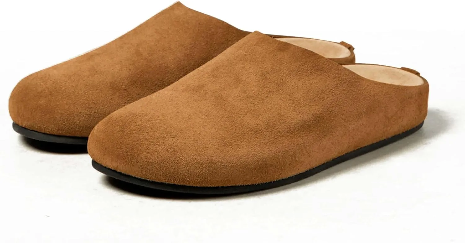 Suede Clogs for Women Arch Support Cork Footbed Mules Comfort Slip On Potato Shoes Sandals Slippers