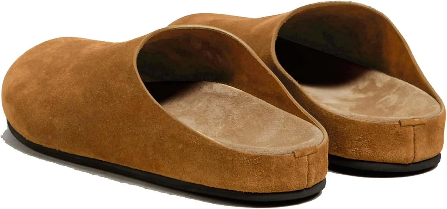 Suede Clogs for Women Arch Support Cork Footbed Mules Comfort Slip On Potato Shoes Sandals Slippers